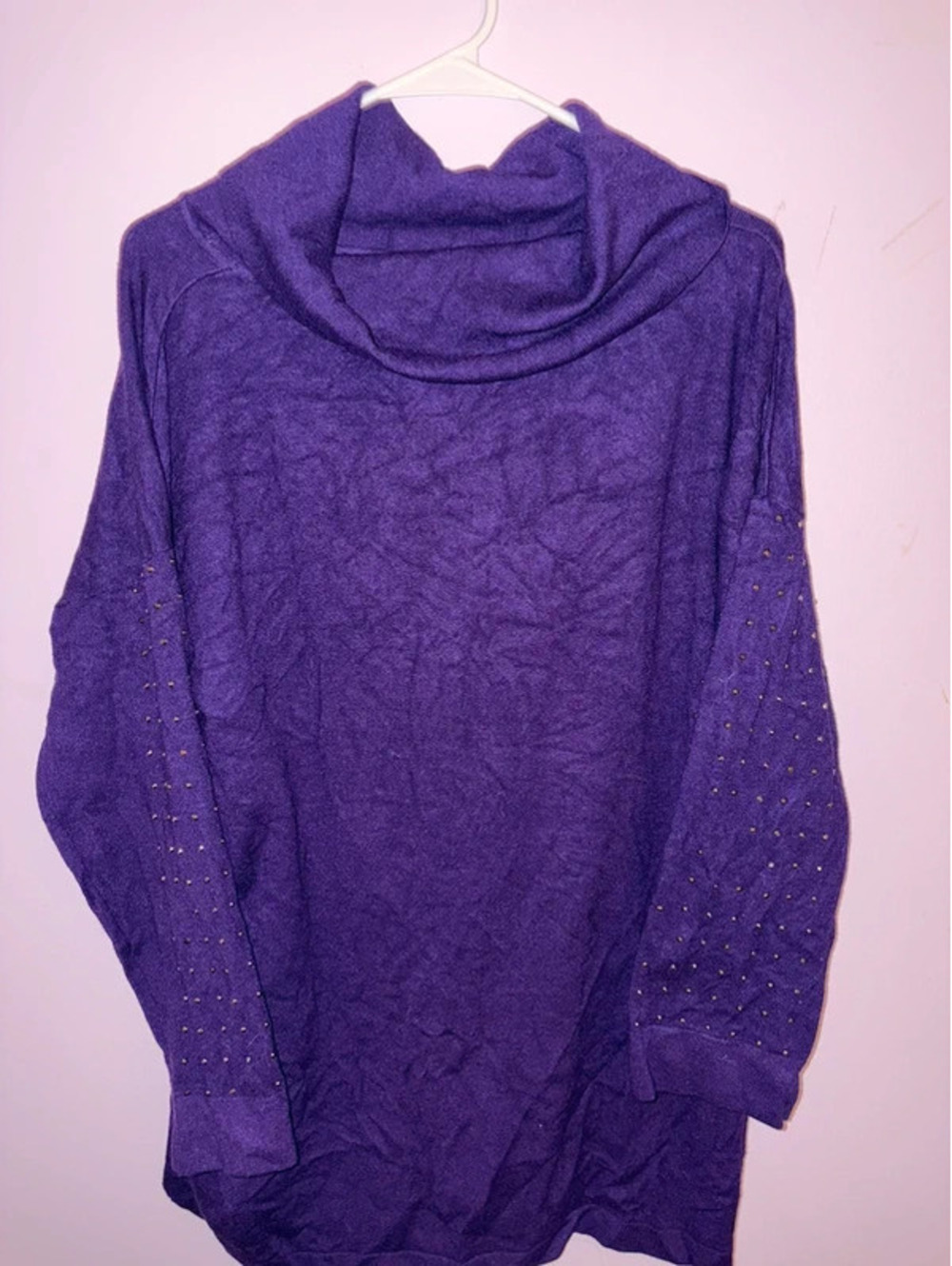 Purple Sweater with Bedazzled Sleeves